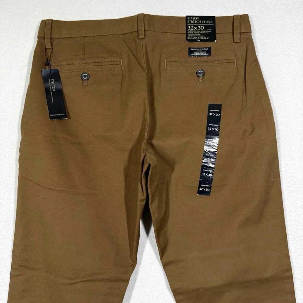 Banana Republic Pants Mens 32x30 Mason Stretch Chino Cotton Brown Classic NWT